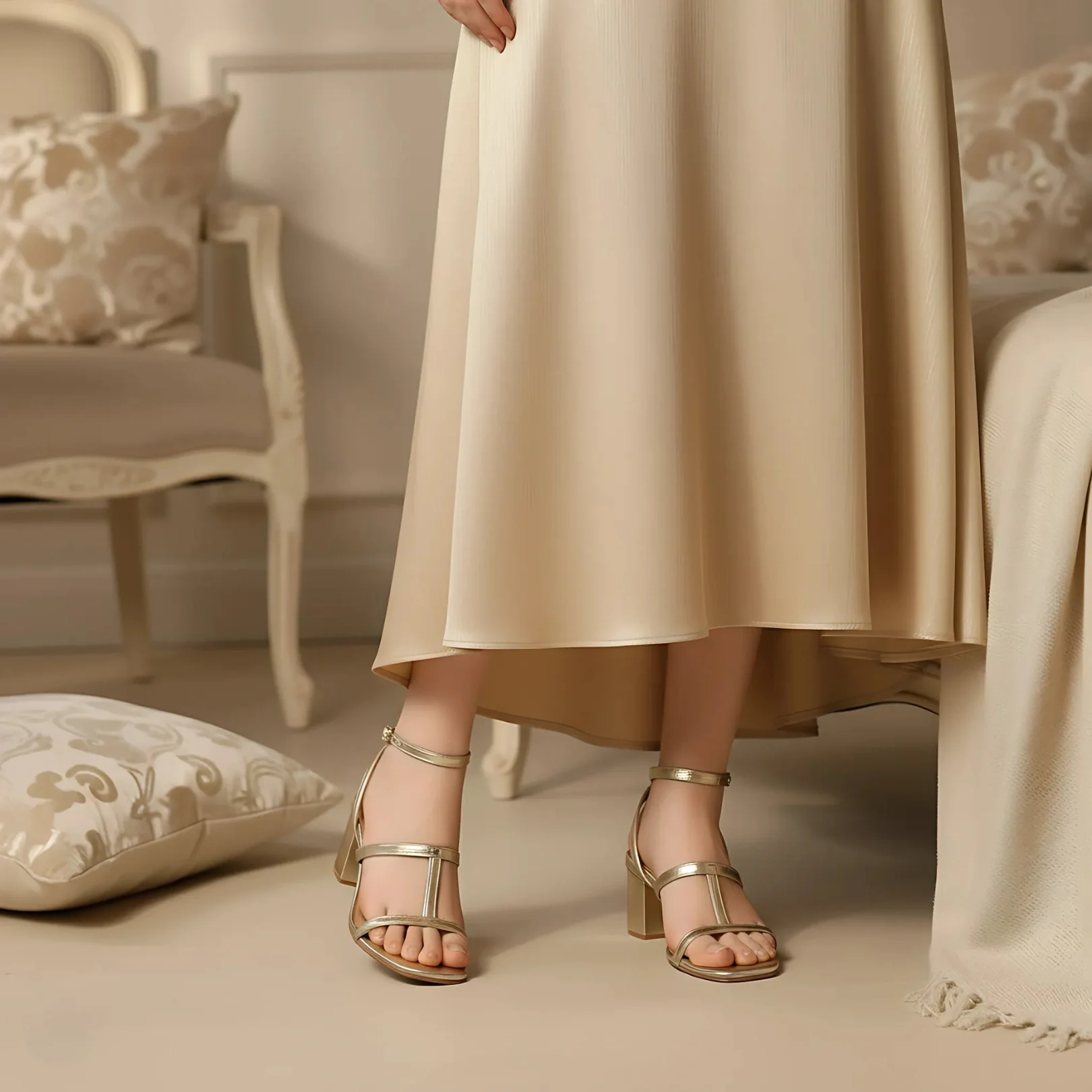 Gold Leather Sandal - Image 2
