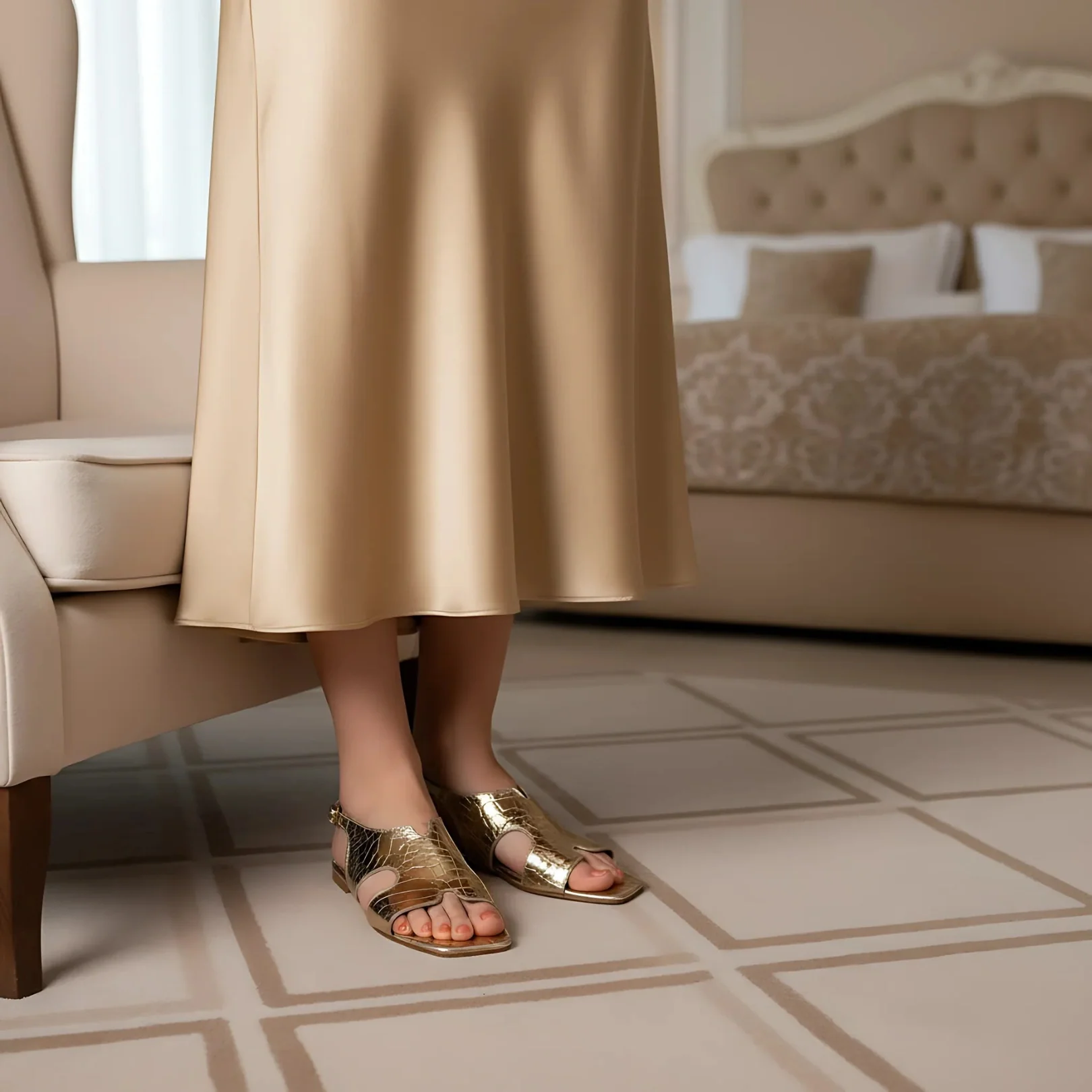 Metallic Croc-Sandals - Image 4